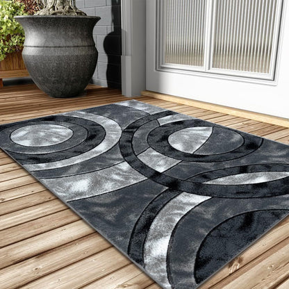 1pc Shaggy Rug – Retro Circle Pattern Dense-Pile Design – Super Soft, Non-Shed, Durable – Ideal for Bedroom, Living Room, Kitchen & Indoor Flooring