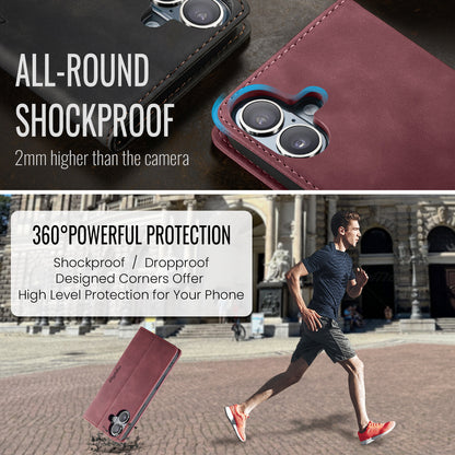 Upgraded Faux Leather Flip Cover Wallet Case For iPhone 16 Plus 16 Pro Max with Card Holder, Magnetic Closure, and Stand Function Phone Case