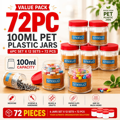 BPA-Free Plastic Jars with Lids – Transparent Round Multi-Purpose Containers, Dishwasher Safe, 50ml to 5000ml, Bulk Packs for Lotions, Creams, Cosmetics, Samples & Storage