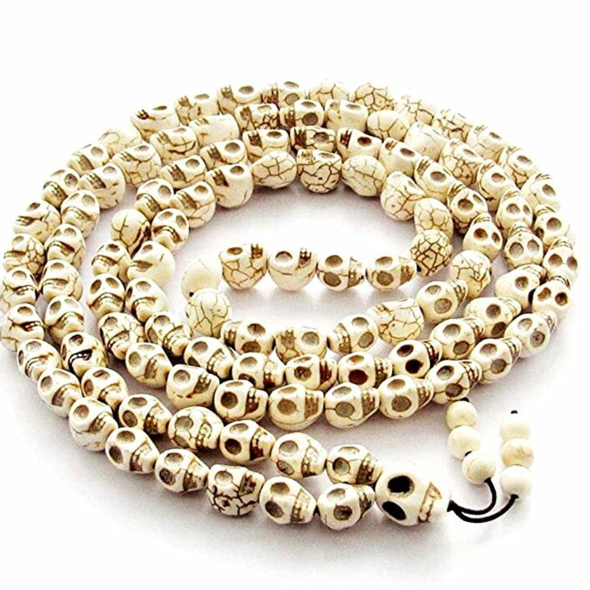 6mm White Blue Stone Beads 108 Skull Beads Punk Necklace