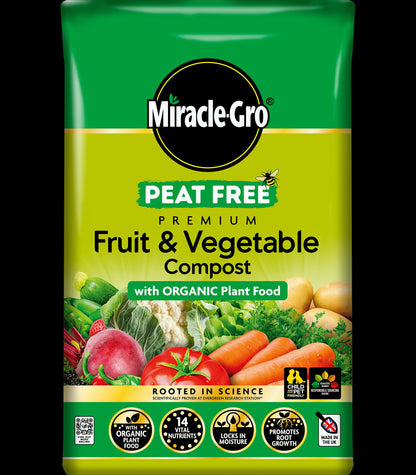 Miracle Gro Performance Organics Fruit and Veg Compost 40L Natural Nutrient Rich Compost for Fruit and Vegetable Gardens