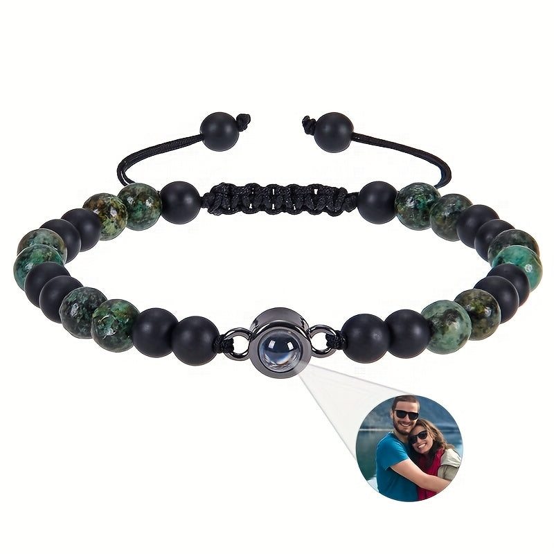 Customized Personalized Frosted Stone Photo Projection Bracelet, Customized Photo Projection Bracelet Festival Gifts