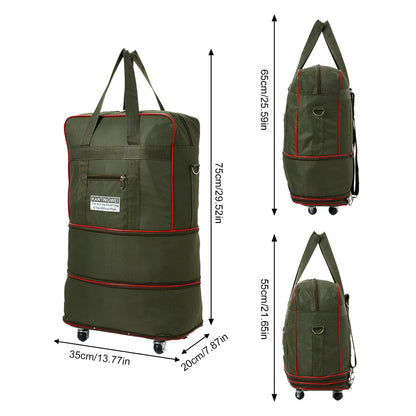 Large Capacity Foldable Travel Bag with Wheels, Oxford Rolling Luggage with Lock, Backpack Travel Duffle, Lightweight Suitcase, Versatile Travel Tote for Airport, Train Travel, Outdoor Trips, Travel Storage Bag, Clothing Protection Bag 1PC