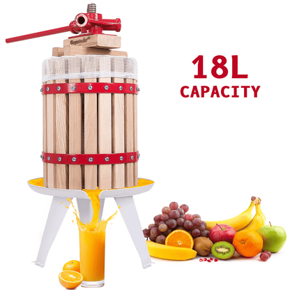 Fruit Press with Straining Bag & Steel Legs - Cider Making Kit - Manual Juice Maker for Apple Press, Grapes, Berries, Cider Press and Wine Juice Press