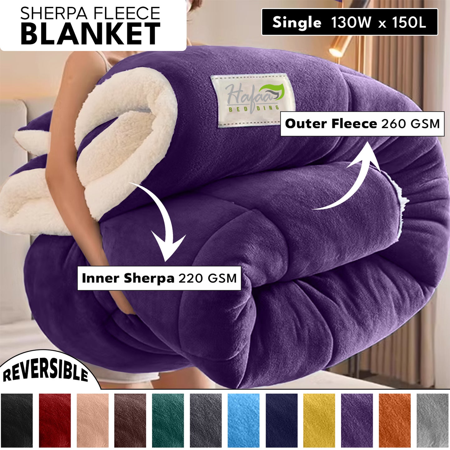 Soft Cozy Sherpa Blanket, Double-Sided Throw Blanket, Contemporary Design, Warm Throw for Couch, Bed, Office and Travel, Versatile All-Season, Perfect Holiday Gift