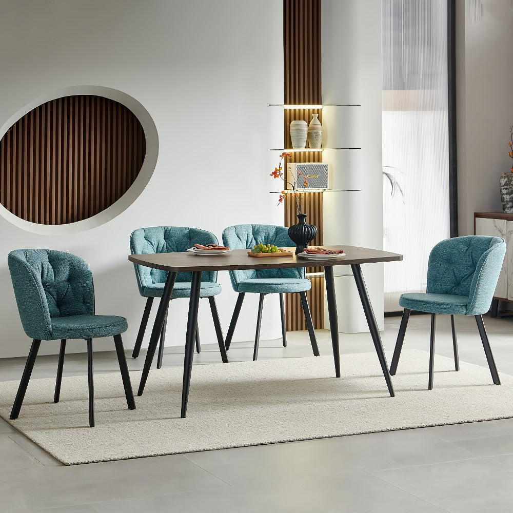 Fabric Dining Chairs Set of 2 or 4 – Upholstered High Back with Padded Seat & Black Metal Legs, Comfortable Kitchen & Dining Room Chairs for Lounge or Bedroom