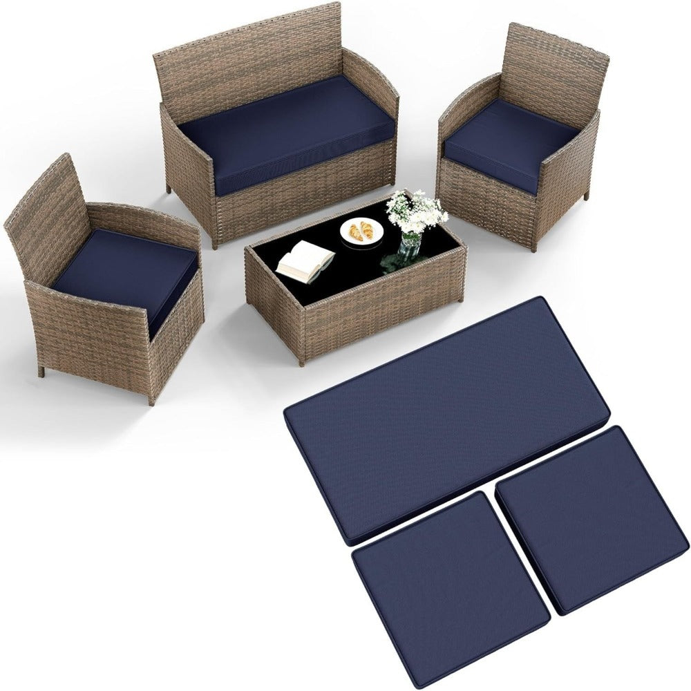 Outdoor Seat Cushion Pads Pack of 3 Water-Resistant Rattan Garden Furniture Replacement Cushions for Patio Chair Conservatory Seat Pads 5 Colours UK