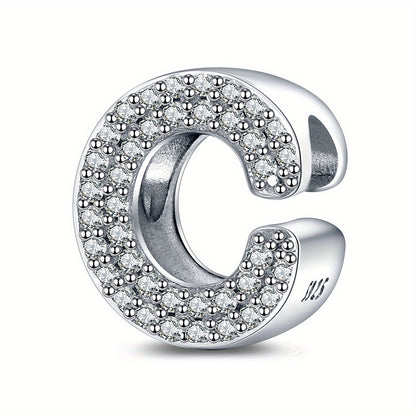 Fashion 925 Sterling Silver 26 Alphabet Letter Charms with Clear CZ for Women Jewelry Making Bracelet Necklace Accessories
