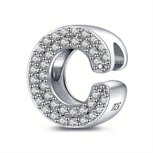 Fashion 925 Sterling Silver 26 Alphabet Letter Charms with Clear CZ for Women Jewelry Making Bracelet Necklace Accessories