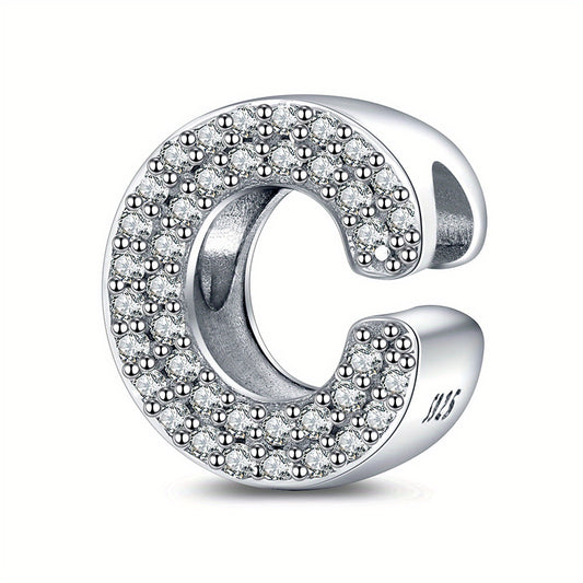 Fashion 925 Sterling Silver 26 Alphabet Letter Charms with Clear CZ for Women Jewelry Making Bracelet Necklace Accessories