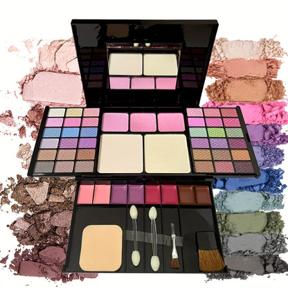 All-in-one Multifunctional Makeup Kit, Featuring 49-shade Eyeshadow Palette, Waterproof Nude Lipstick, Blush, and Setting Powder. The Complete Makeup Set Includes 36 Eyeshadow Shades + 3 Blush Shades + 2 Powder Shades + 8 Lip Gloss Shades