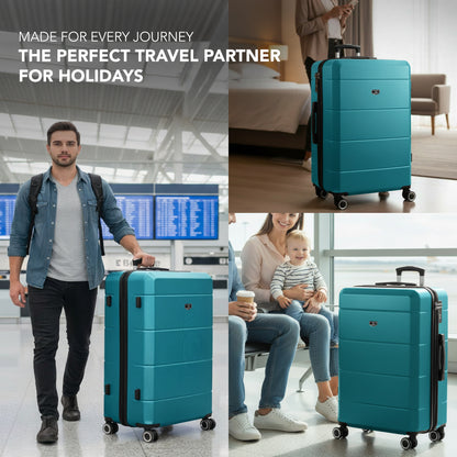 LUGG - Jetset 75x49x29cm Large Suitcase – Lightweight Hard Shell Luggage with TSA Lock – Water-Resistant ABS Spinner Suitcase – 4 Wheels Travel Bag- Midnight Blue (28 inch)