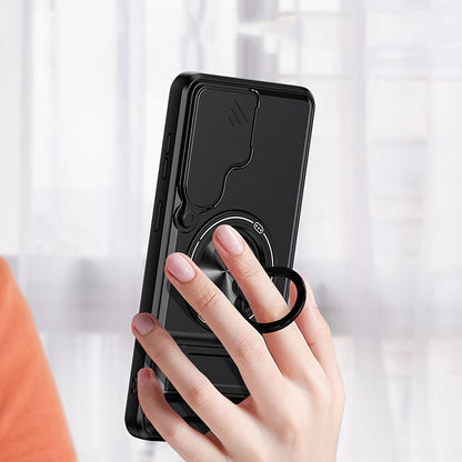 Phone Case: for Samsung Galaxy S26 Ultra S25 S24 S23 Phone Case with 360 Rotating Ring Lanyard Bar Stand Sliding Lens Protection Multifunctional Car Mount Compatible