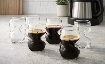 6pcs Wave Shape Drinking Glasses, 400ml Curved Creative Glassware for Cocktails, Juice, Soda, Beer, Whisky & Tea