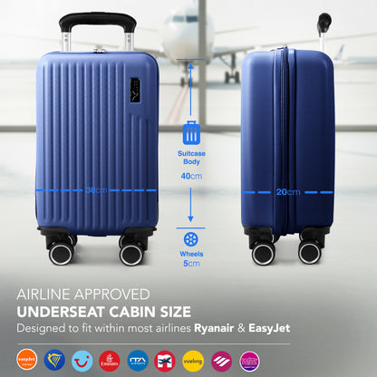 LUGG - Vacay 40cm Suitcase - 40x30x20cm without wheels - Ryanair Compatible - Underseat Size - Hard Shell ABS with Smooth 360° Wheels & Removable Wheels
