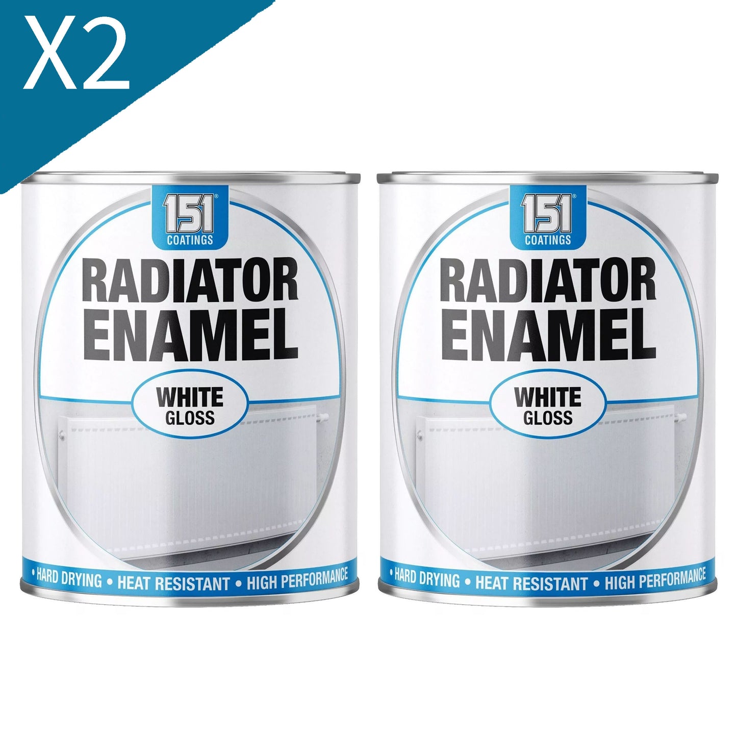 2 x 151 Radiator Enamel White Gloss Varnish 300ml Durable High-Gloss Finish For Radiators And Metal Surfaces