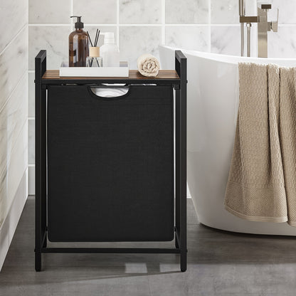 Dirty Laundry Basket, 2 Compartments, Bin, with 2 Removable Oxford Cloth Bags, Metal Frame, 2 X 46 Litres, 73 X 33 X 72cm, Laundry Baskets