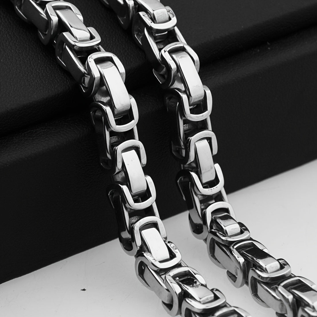 Men'S Necklace 304L Stainless Steel Necklace Cuban Chain 304L Stainless Steel Byzantine Link Chain for Men Gifting Jewelry