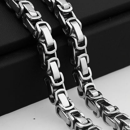 Men'S Necklace 304L Stainless Steel Necklace Cuban Chain 304L Stainless Steel Byzantine Link Chain for Men Gifting Jewelry