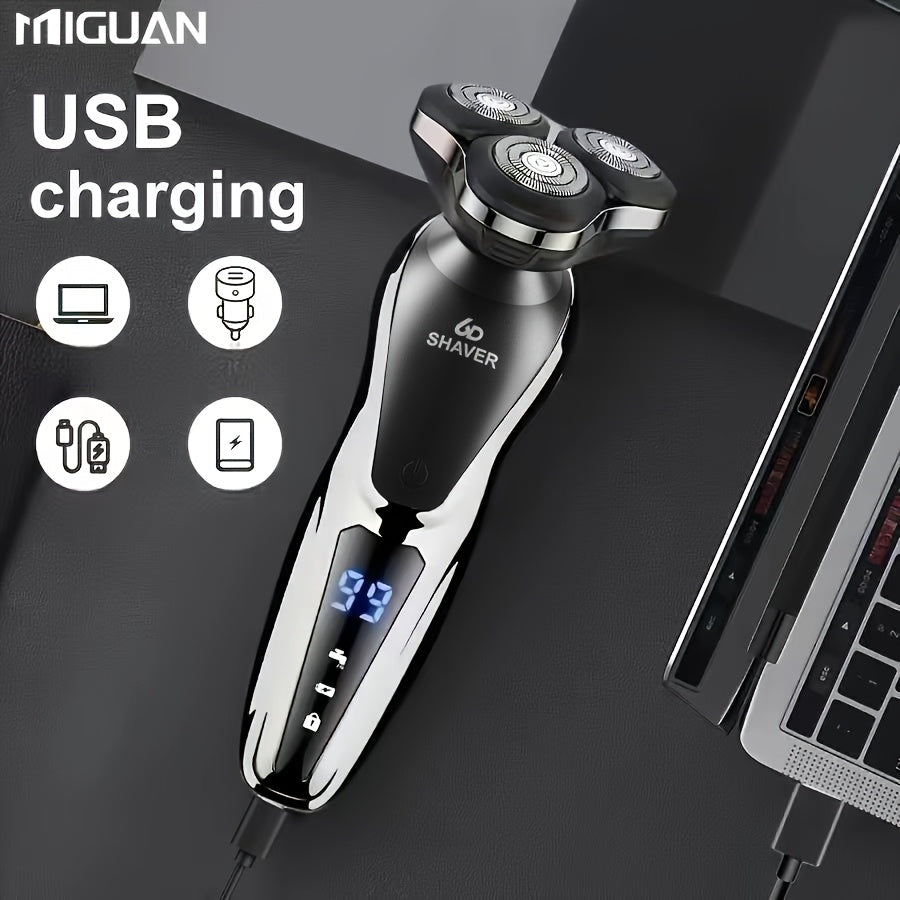 Electric Razor for Men, 3in 1 Electric Shaver Nose Hair Trimmer USBRechargeable Portable Razor 3D Floating Blade Digital Display ShavingBeard Machine