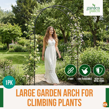 1 Pack Garden Arch for Climbing Plants | Large Metal Garden Trellis Arch 2.4m x 1.4m | Outdoor Garden Pathway Arch for Roses Vines Weddings