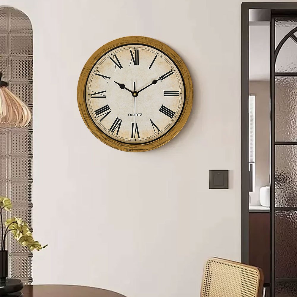 1PC multi-functional clock wall clock with fun thick frame and durable gold/white clock, 25*25*7CM