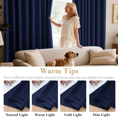 2pcs Full Blackout Curtains, 100% Polyester Fabric, Privacy Protected, Sound proof, Energy saving Grommet Top Curtains for Bedrooms, Living Room, Home Decor & Room Decor