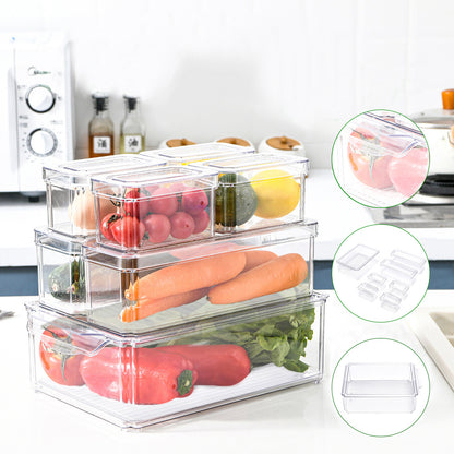 7/10-Pack Clear Stackable Refrigerator Organizer Bins - Multi-Purpose Food Storage Containers for Fridge, Freezer, Pantry - Ideal for Fruits, Vegetables, Meat - Durable PET, Easy to Clean, Fridge Storage Boxes and Containers