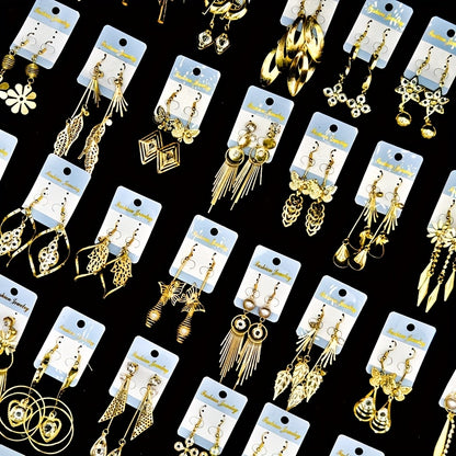 10 Pairs/lot Men's Jewelry Set Fashion and Elegant Cubic Synthetic Zirconia Multi-layer Pendant Tassels Earrings Butterfly Leaf Geometric Shape Exaggerated Bold Hollow Design Suitable for Gatherings Leisure Parties Gift Mixed Layered Women's Earrings Whol
