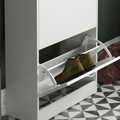 3 Drawer Shoe Cabinet with Stainless Steel Handles – Hallway Shoe Storage Cupboard, Holds 9–12 Pairs, Modern Slim Shoe Rack for Entryway Bedroom