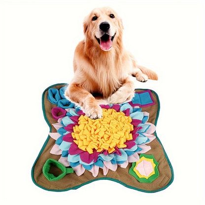 Dog Snuffle Mat 48x48cm Nose Training Slow Feeder Puzzle Toy – Foldable Plush Sniffing Foraging Mat for Dogs Anxiety Relief Mental Stimulation & Treat Hiding, Colourful