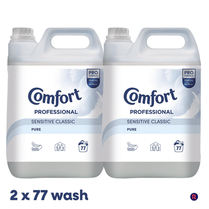 Comfort Pro Formula Sensitive Classic Fabric Conditioner Pure Fragrance 77 Washes - 2 Pack (2 x 4.8L) White