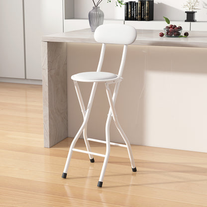 Set of 1 Folding Bar Stool, Breakfast Barstool Kitchen Restaurant Seating, Faux Leather Foldable Chair with Metal Frame, Padded High Chair