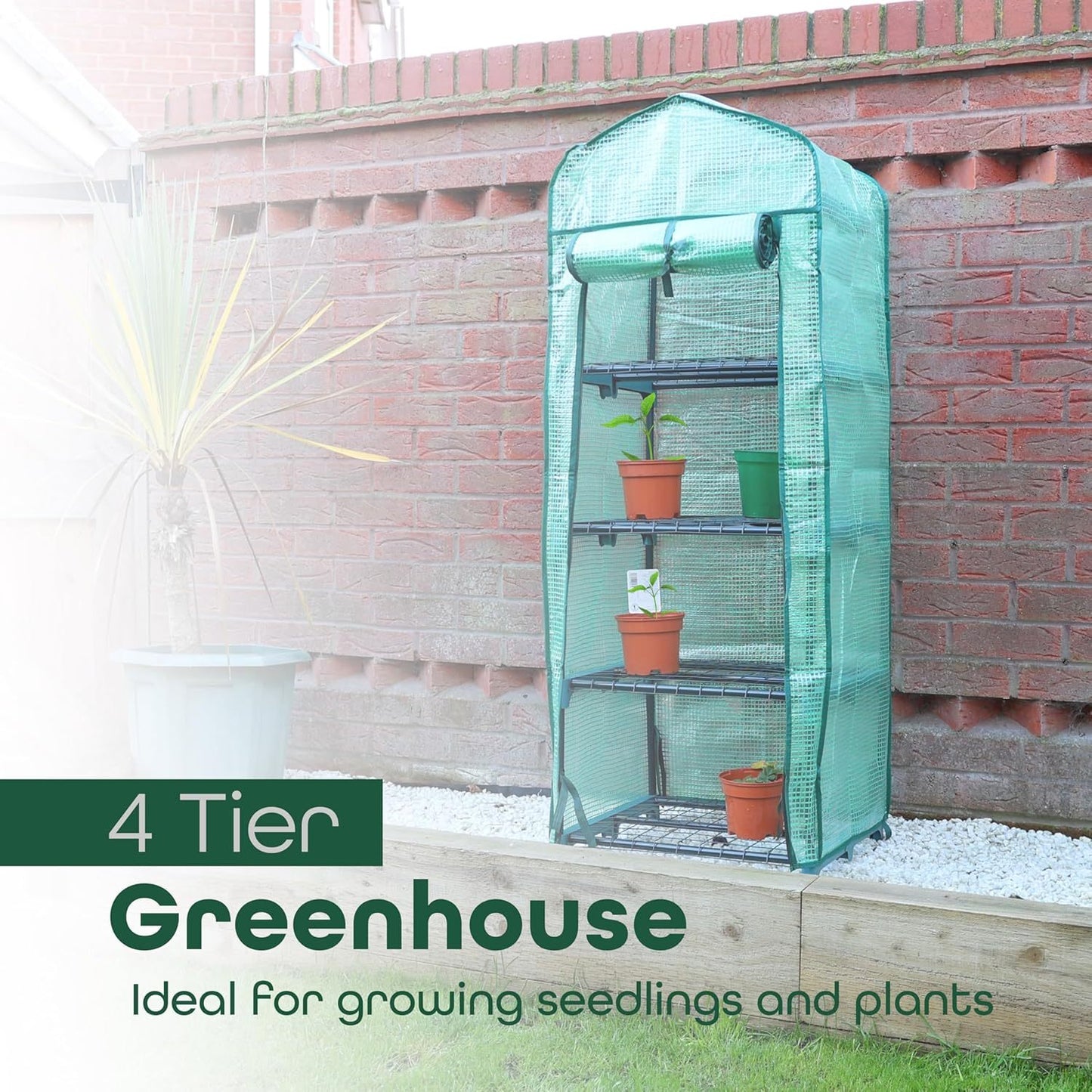 4-Tier Mini Greenhouse with Reinforced Shelves – Portable Indoor & Outdoor Plant Grow House – Heavy Duty Weatherproof Garden Greenhouse for Seedlings, Herbs, and Flowers – Space-Saving Vertical Planter
