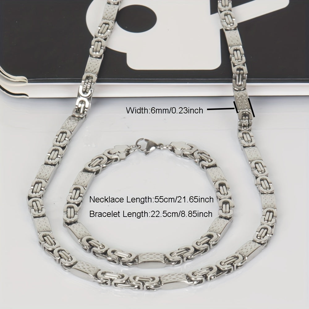 6 mm Flat Cuban Chain Necklace and Bracelet Set