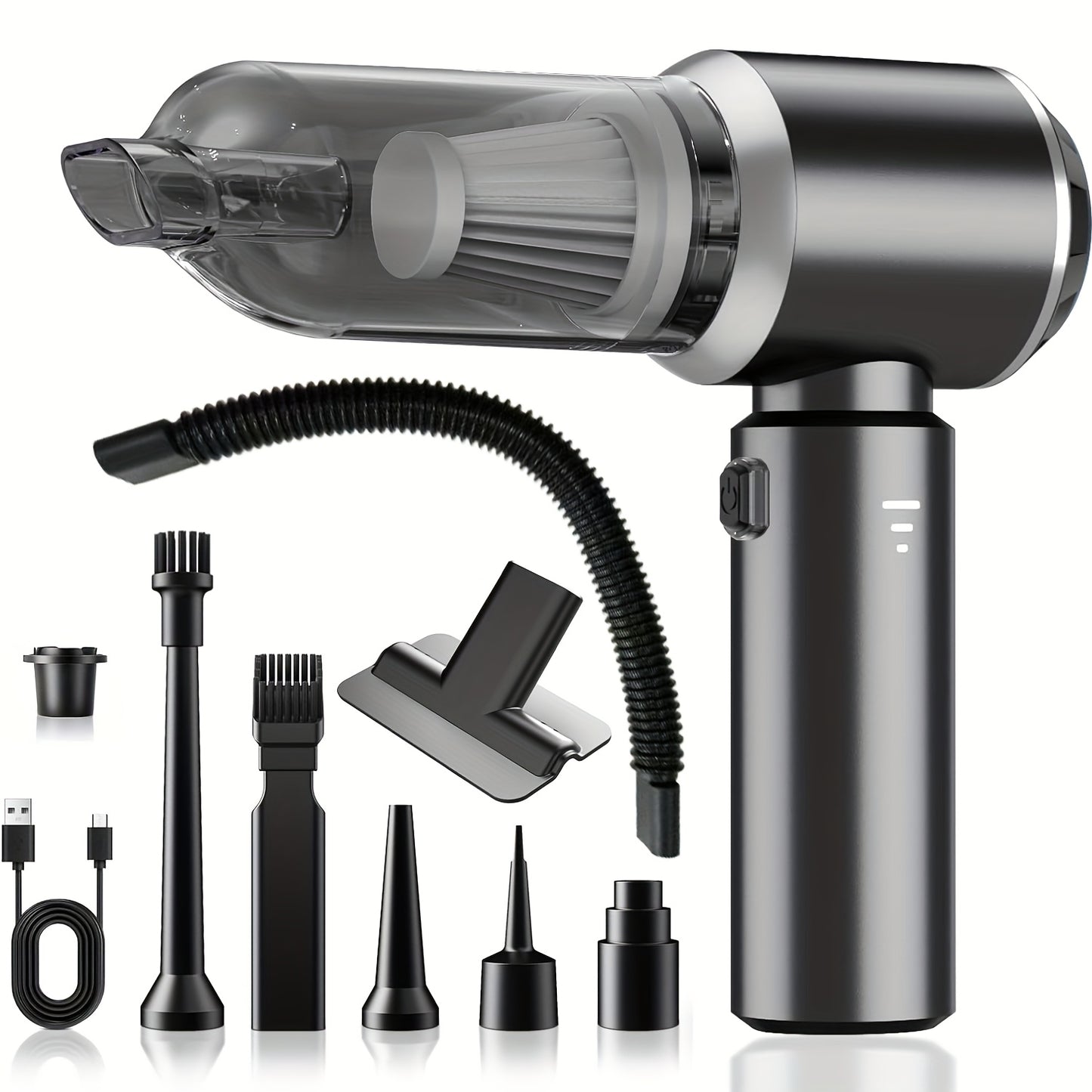QILIEASY: 2026 New 100W High-Power Handheld Car Vacuum Cleaner with 20000Pa Powerful Suction, Wet and Dry Vacuum with Suction and Blowing Functions, Equipped with Hose and Crevice Tool, 2000mAh*3 Large-Capacity Battery