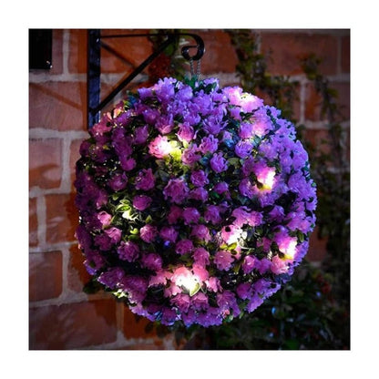 Solalite® 1Pack/4Pack Solar Topiary Balls – 28cm Round Artificial Ball Plants Outdoor with 20 Solar Led Lights, Garden Hanging Balls Sphere Decorative For Wedding, Christmas, Backyard, Balcony, Garden Decor