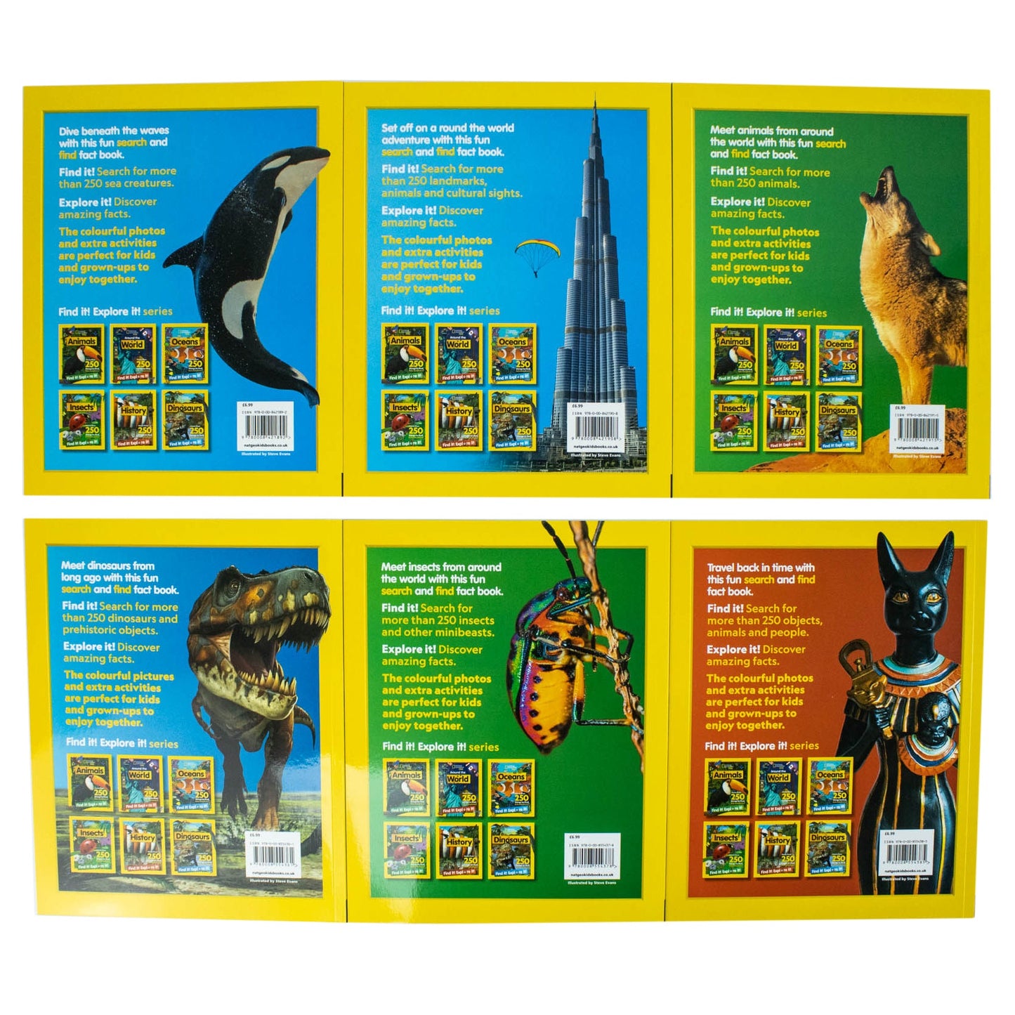 National Geographic Kids Find it! Explore it! 6 Books Collection Set (Animals, Oceans, History, Insects, Around the World & Dinosaurs) ( More Than 250 Things to find, Facts and Photos!)