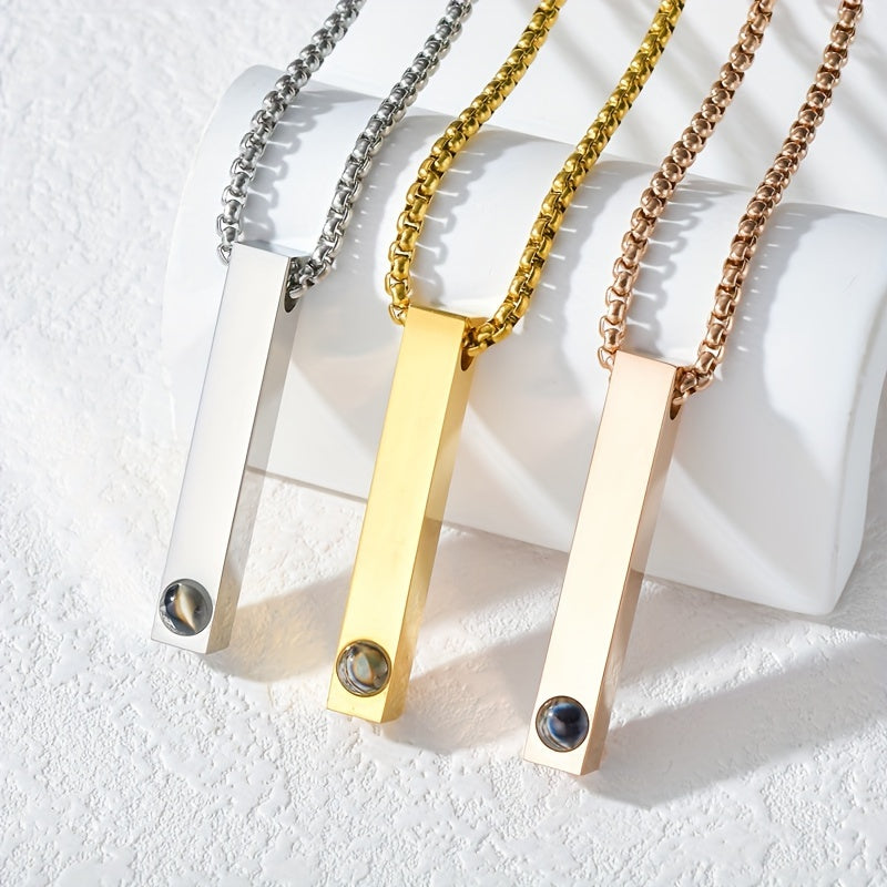 Custom Photo Projection Stainless Steel Necklace, Personalized Fashionable Long Pendant Necklace, The Best Gift for Loved Ones, Pets, Family, and Friends
