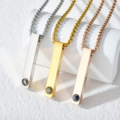 Custom Photo Projection Stainless Steel Necklace, Personalized Fashionable Long Pendant Necklace, The Best Gift for Loved Ones, Pets, Family, and Friends