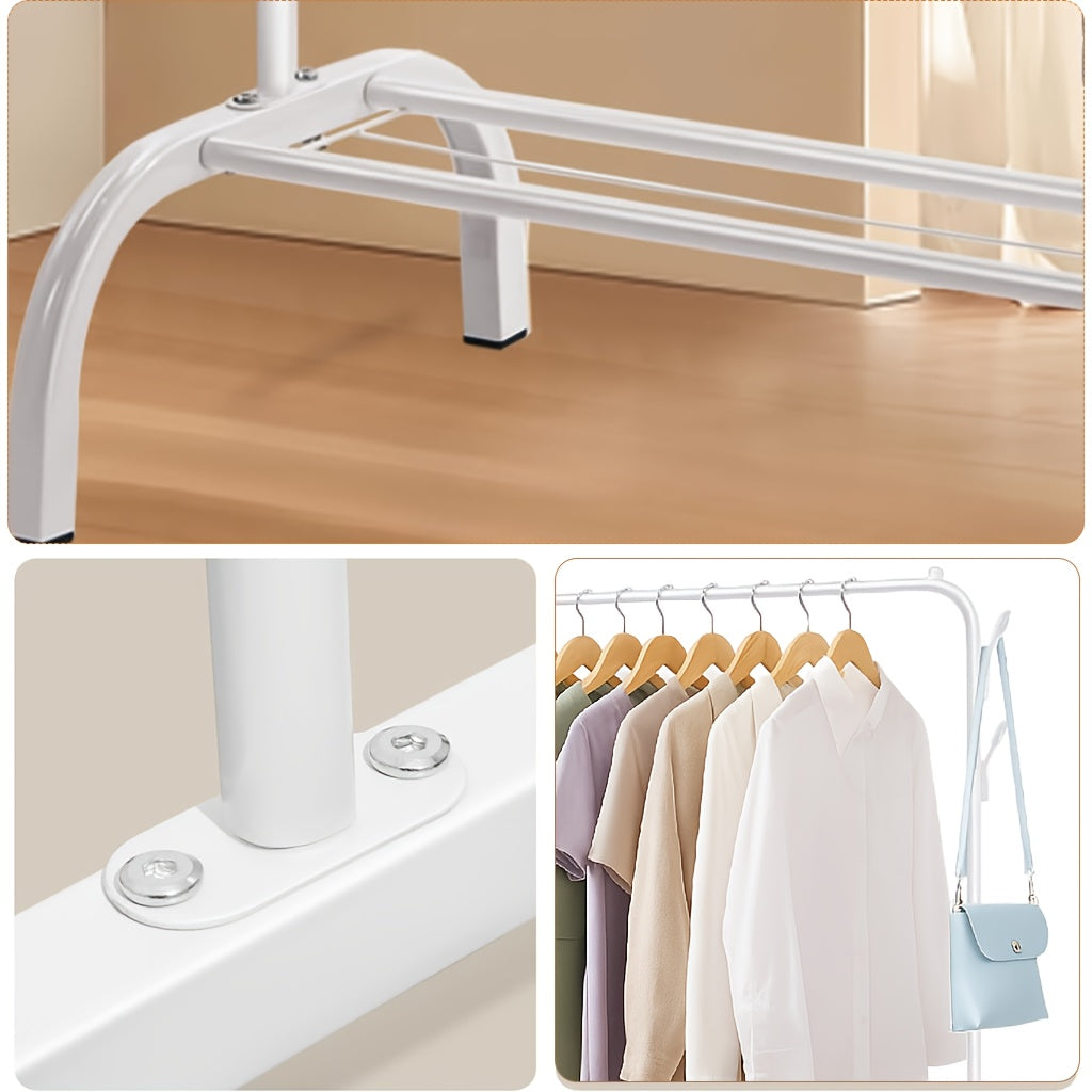 Heavy Duty Clothes Rail, Black Clothes Rail for Bedroom Hanging Rail for Clothes Coats Garment Rack with Shelf, Freestanding Clothes Rack for Dresses Skirts Shoes Hats
