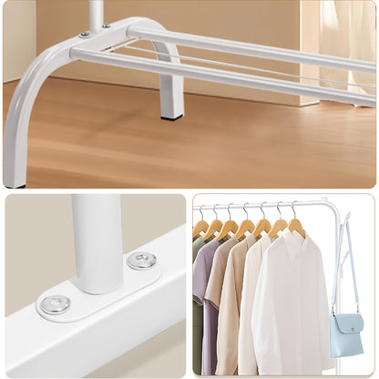 Heavy Duty Clothes Rail, Black Clothes Rail for Bedroom Hanging Rail for Clothes Coats Garment Rack with Shelf, Freestanding Clothes Rack for Dresses Skirts Shoes Hats