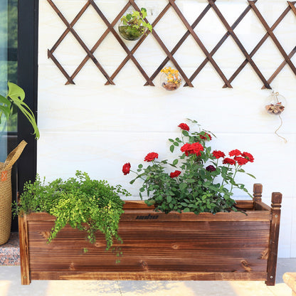 30cm/60cm/90cmL Wooden Rectangular Planter Box Raised Garden Yard Patio Flower Vegetable Planter Bed Indoors Outdoors
