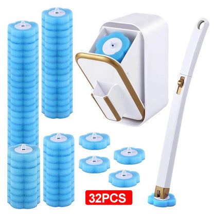 Toilet Brush Set, Toilet Brush and Holder with 32 Brush Heads, for Bathtub, Sink, Bathroom, Bathroom Glass Door, Outdoor Tools, Fish Tank, Pet Supplies