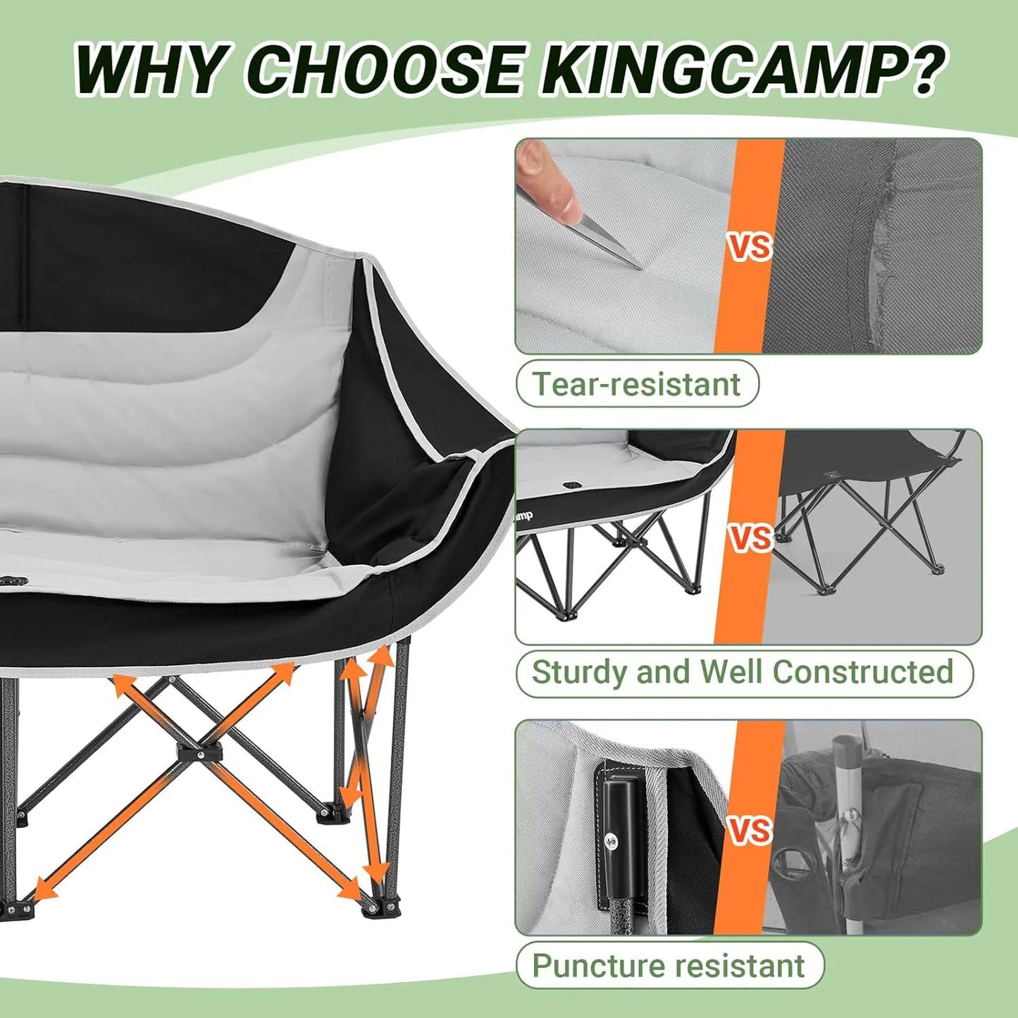 Double Camping Chair with High Back – Foldable & Comfy for Outdoors