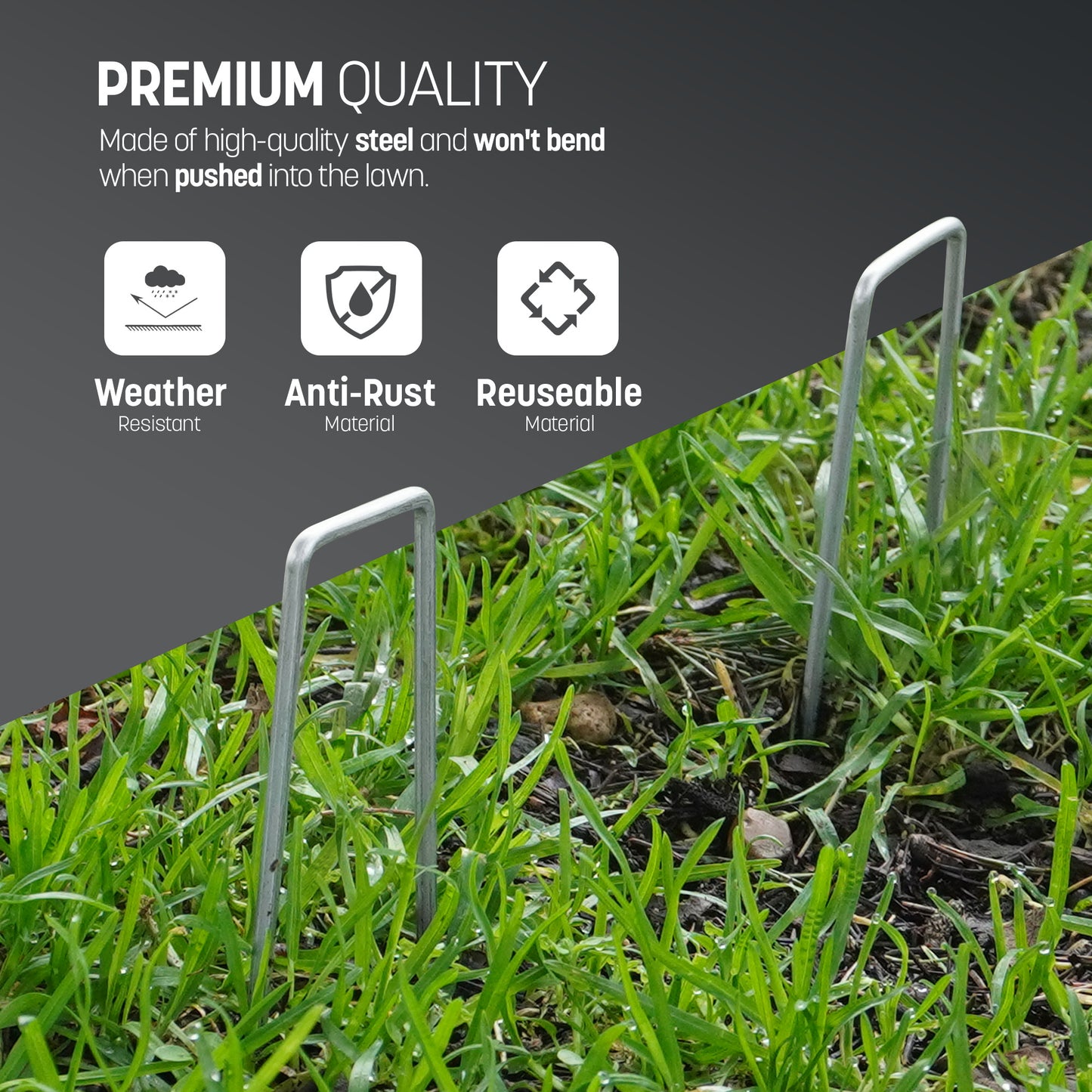 Keplin - 50/100/101 U-Shaped Metal Garden Pegs - 15cm Heavy-Duty Stakes - Designed for Reuse - Corrosion-Resistant Pins - Sharp Bevelled Ends Ideal for Setting up Camping Tents, Enhancing Lawn Landscaping, and Meeting Various Site Needs