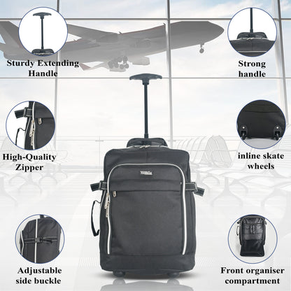 ZAHRAB 40x30x20cm Cabin Bag Underseat Bag Lightweight Hand Luggage Cabin Trolley with Wheels Flight Bags Suit Case