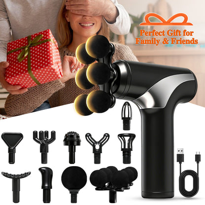 Massage Gun Deep Tissue, Muscle Percussion Massager, Portable Handheld Quiet Brushless Motor with LCD Touch Screen, 8 Heads for Shoulder Body Back Relaxation. Father's Day Gift