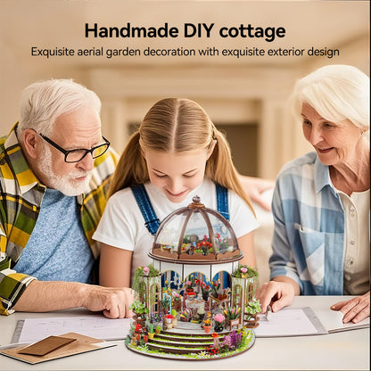 DIY Miniature House Kit, Tiny House Hanging Garden with Furniture, DIY Dollhouse Miniature Kit for Teen, Mini House Building kit, 3D Wooden Craft Mini Model Kit,Birthday Gifts Home Decor