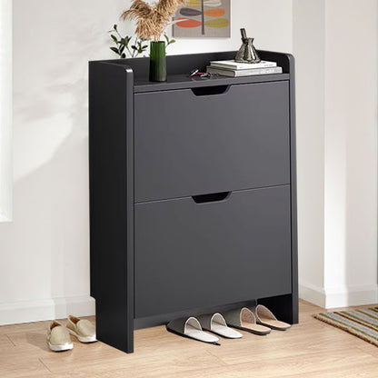 Shoe Cabinet with 2-Drawers, Storage Shoe Rack Organizer with Cut-out Handles, Entryway Hallway Furniture